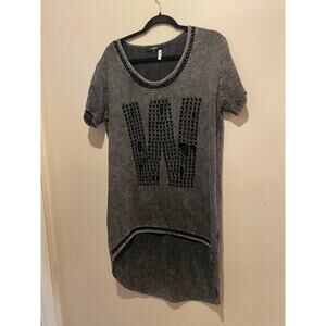 Long high low black and gray short sleeve goth emo grunge top/dress size medium